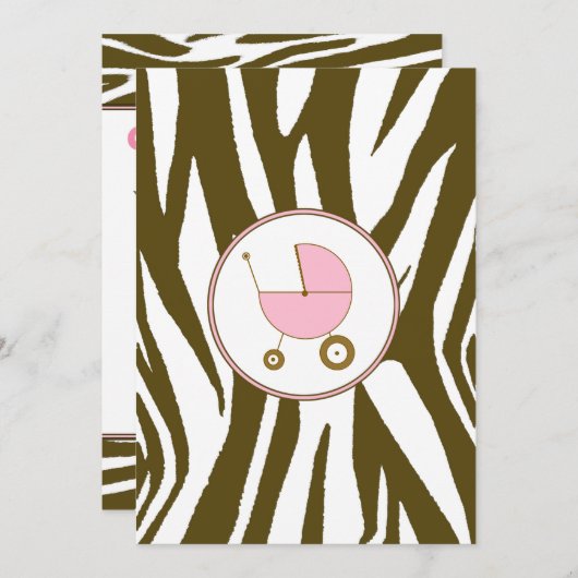 Roze Baby shower Uitnodiging (Voorkant / Achterkant)