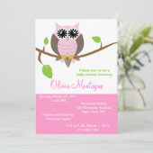 Roze Baby shower Uitnodiging (Staand voorkant)