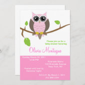 Roze Baby shower Uitnodiging (Voorkant / Achterkant)