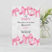 Roze Baby shower Uitnodiging (Staand voorkant)