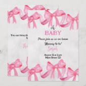 Roze Baby shower Uitnodiging (Voorkant / Achterkant)