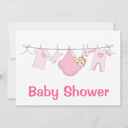 Roze Baby shower Uitnodiging (Voorkant)