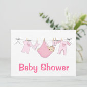 Roze Baby shower Uitnodiging (Staand voorkant)