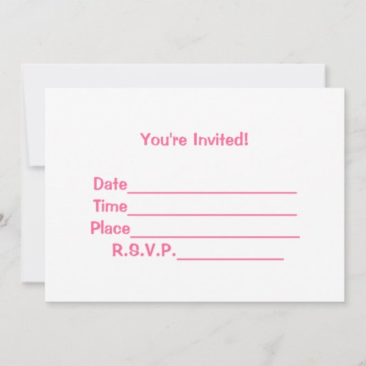 Roze Baby shower Uitnodiging (Achterkant)