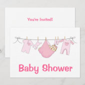 Roze Baby shower Uitnodiging (Voorkant / Achterkant)