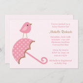 Roze Baby shower Uitnodiging (Voorkant / Achterkant)