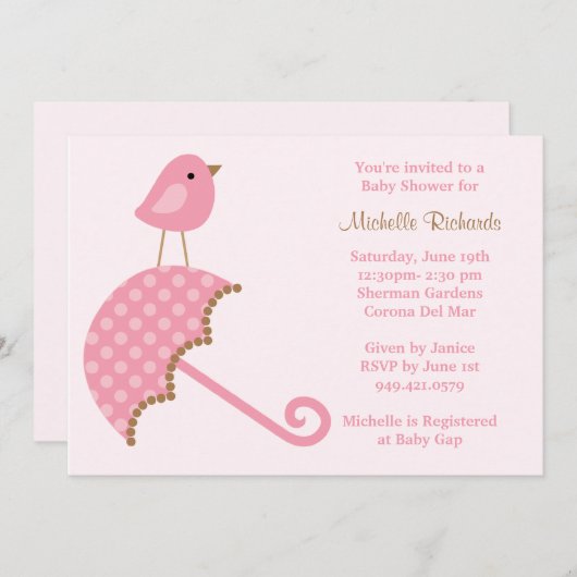 Roze Baby shower Uitnodiging (Voorkant / Achterkant)