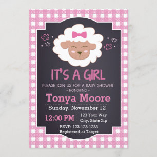 Roze Baby shower Uitnodiging