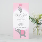 Roze Baby shower Uitnodiging - Baby en moeder (Staand voorkant)