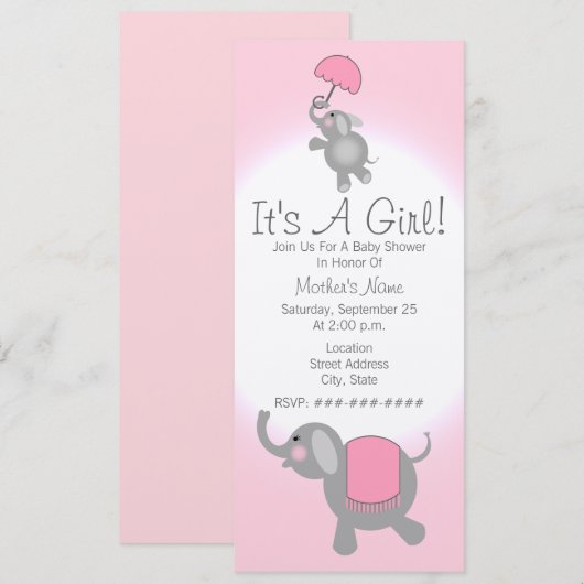 Roze Baby shower Uitnodiging - Baby en moeder (Voorkant / Achterkant)