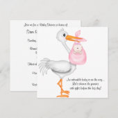 Roze Baby shower Uitnodiging Baby Girl (Voorkant / Achterkant)