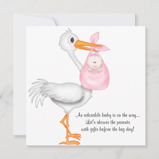 Roze Baby shower Uitnodiging Baby Girl (Voorkant)