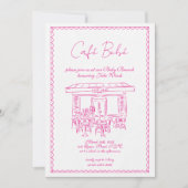 Roze Baby shower uitnodiging | Brunch-uitnodiging (Voorkant)