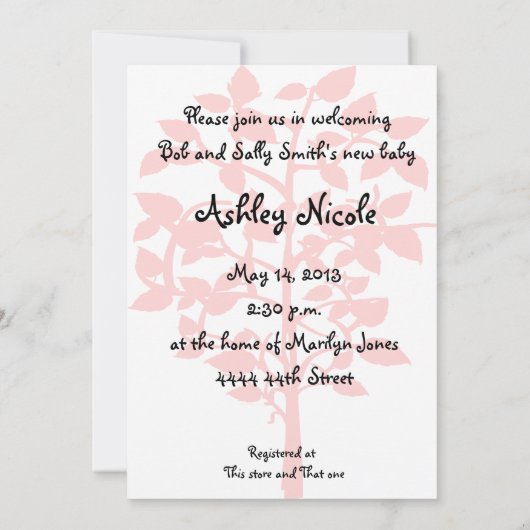 Roze Baby shower-uitnodiging Kaart (Achterkant)