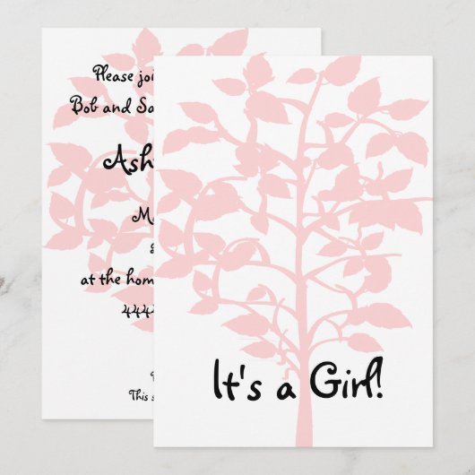 Roze Baby shower-uitnodiging Kaart (Voorkant / Achterkant)