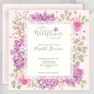 Roze Baby Shower Uitnodiging Kleine Wilde Bloem