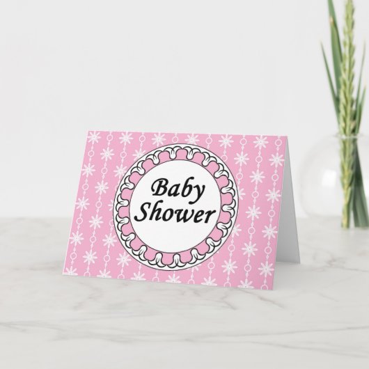 Roze Baby shower uitnodiging, meisje (Voorkant)