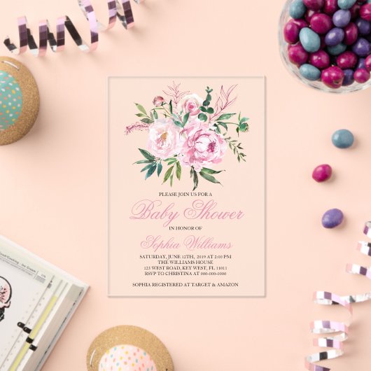 Roze Baby Shower Uitnodiging met Blos (Insitu (Viering))