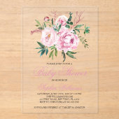 Roze Baby Shower Uitnodiging met Blos (Voorkant)