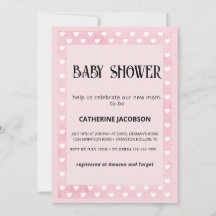 Roze baby shower uitnodiging met harten
