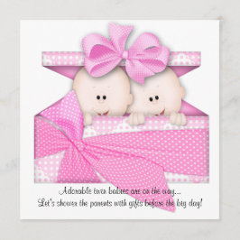 Roze Baby shower Uitnodiging of aankondiging TWINS