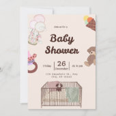 Roze Baby shower uitnodiging | Schattige & elegant (Voorkant)
