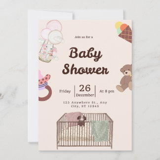 Roze Baby shower uitnodiging | Schattige & elegant
