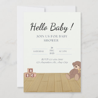 Roze Baby shower uitnodiging | Schattige & elegant
