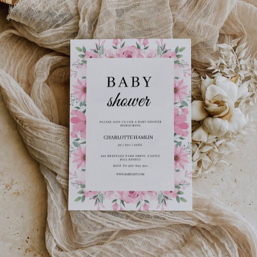 Roze Baby shower Uitnodiging Sjabloon