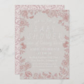 Roze Baby shower Uitnodiging Sjabloon Uitnodiging (Voorkant / Achterkant)