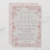 Roze Baby shower Uitnodiging Sjabloon Uitnodiging (Voorkant / Achterkant)