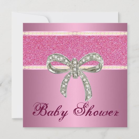 Roze Baby shower Uitnodiging tot roze Glitter Diam (Voorkant)