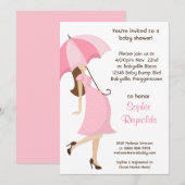 Roze Baby shower Uitnodiging Verwacht meisje (Voorkant / Achterkant)