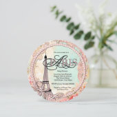 Roze baby shower uitnodigingen voor Parijs (Staand voorkant)