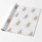 Roze Baby shower van Ballerina Teddy Bear Cadeaupapier (Uitgerold)