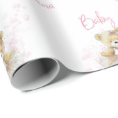 Roze Baby shower van Ballerina Teddy Bear Cadeaupapier (Rol Hoek)