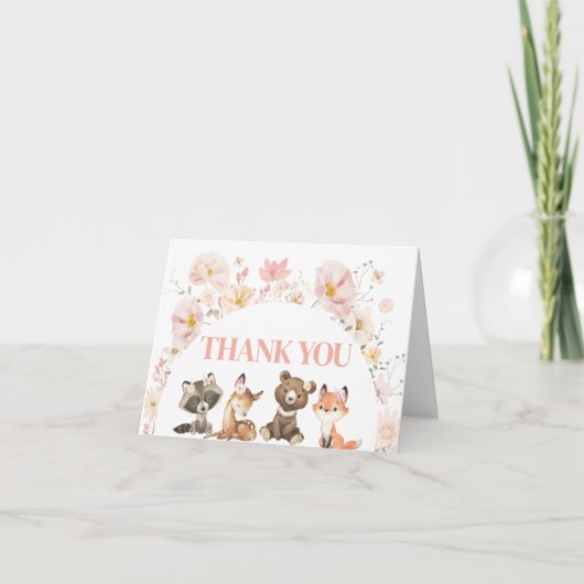Roze Baby shower van bosbouillon Bedankkaart (Voorkant)