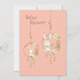 Roze Baby shower van Bunny Animal Floral Kaart