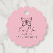 Roze Baby shower van Butterfly Bedankjes Labels (Voorkant)