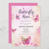 Roze Baby shower van Butterfly Kaart (Voorkant / Achterkant)