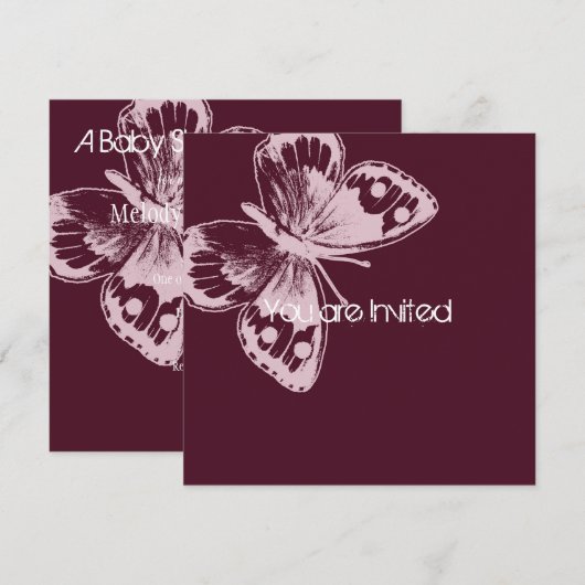 Roze Baby shower van Butterfly Kaart (Voorkant / Achterkant)