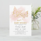 Roze Baby shower van Butterfly Kaart (Staand voorkant)
