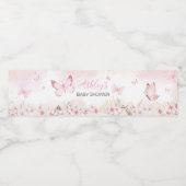 Roze Baby shower van Butterfly Waterfles Etiket (Enkel label)