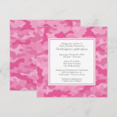 Roze Baby shower van Camo of Partij Kaart (Voorkant / Achterkant)