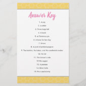 Roze Baby shower van de bijen Nursery Rhyme Quiz (Achterkant)