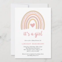 Roze Baby shower van de Heart Cute Girl Boho Rainb