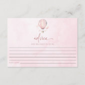 Roze Baby shower van de luchtballon Advieskaart (Voorkant)