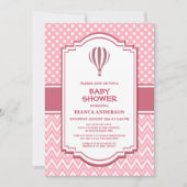 Roze Baby shower van de luchtballon Kaart (Voorkant)