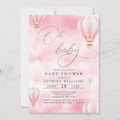 Roze Baby shower van de luchtballon Kaart (Voorkant)