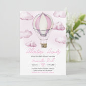 Roze Baby shower van de luchtballon Kaart (Staand voorkant)